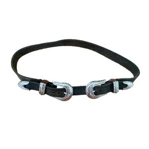 Silverwater Double Buckle Cowhide Leather Belt Vintage Black